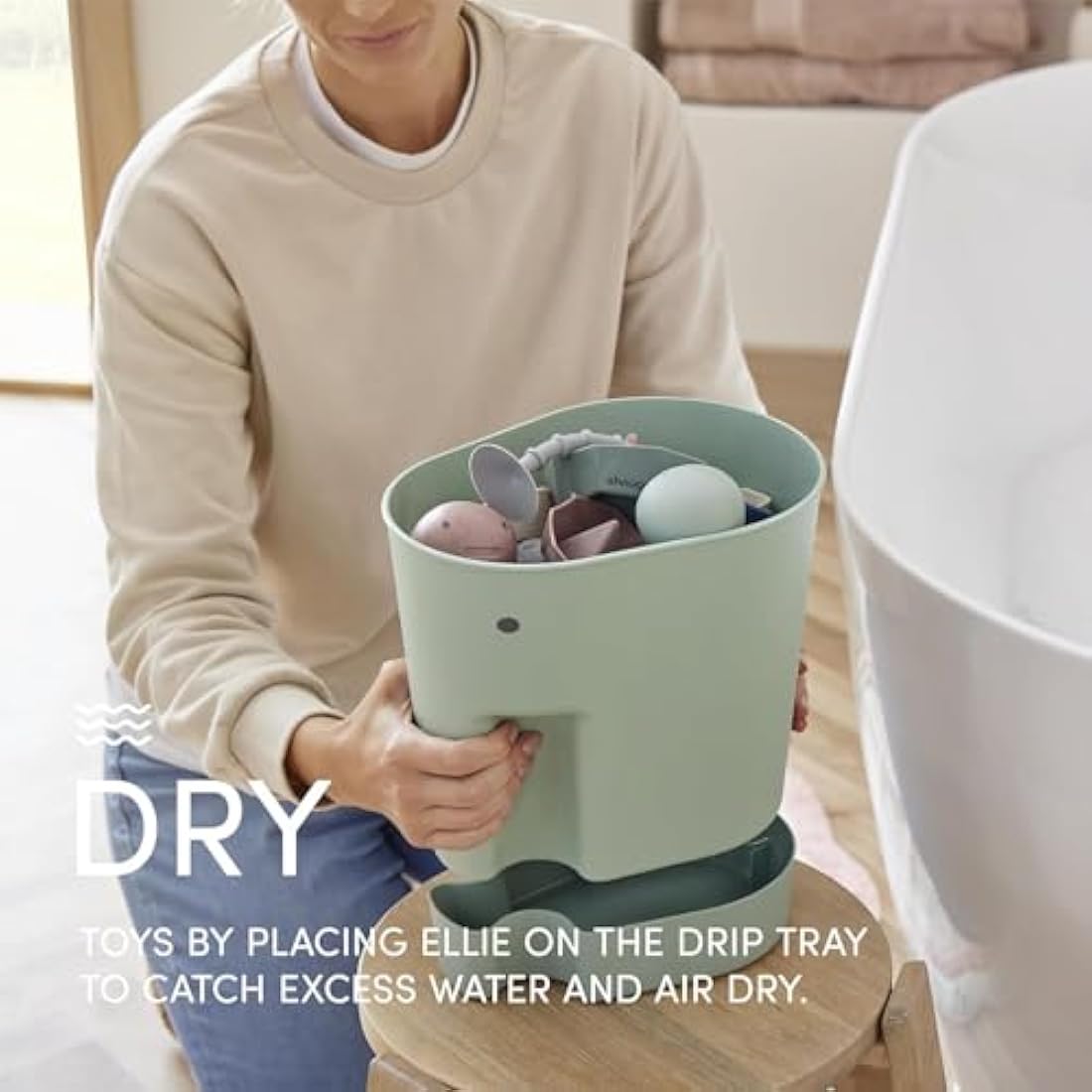 Shnuggle Ellie Bath Toy Storage Scoop – Recycled Plastic Caddy in Blush