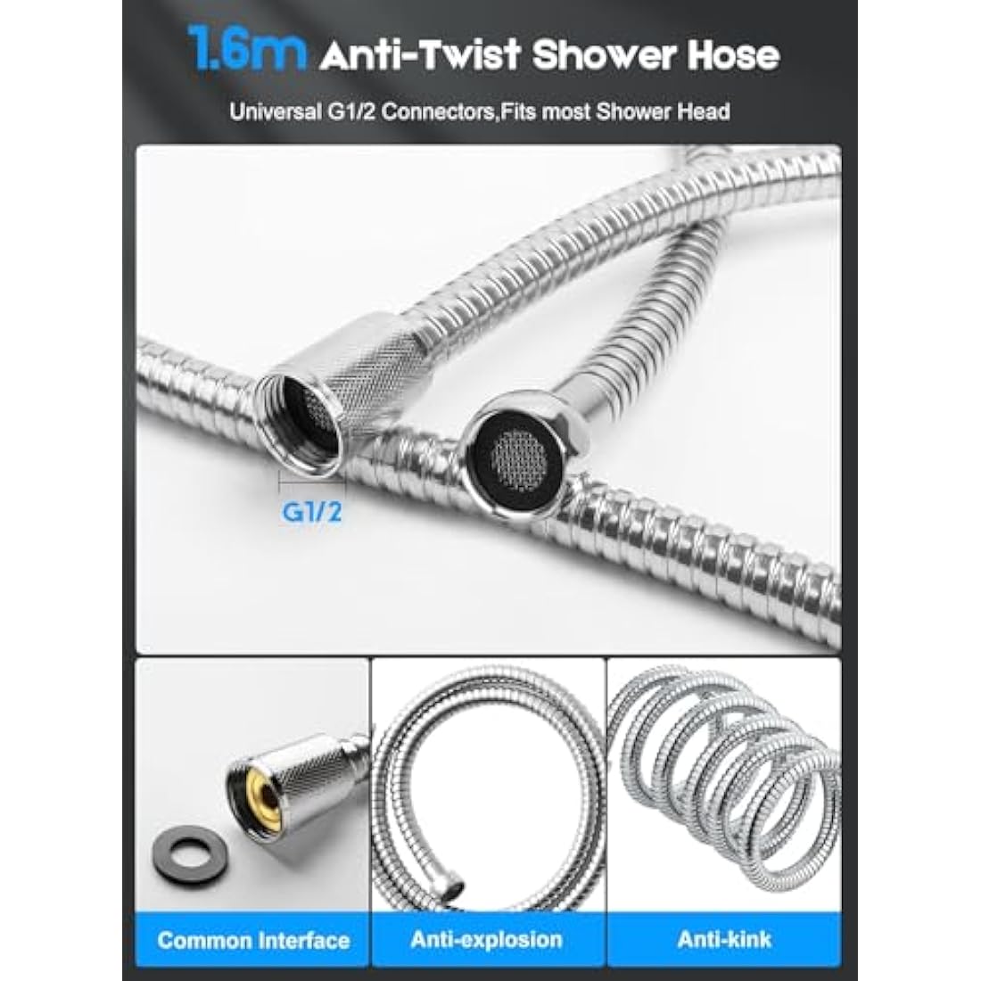 YEAUPE PRO Filtered Shower Head and Hose | High Pressure 6-Mode Set