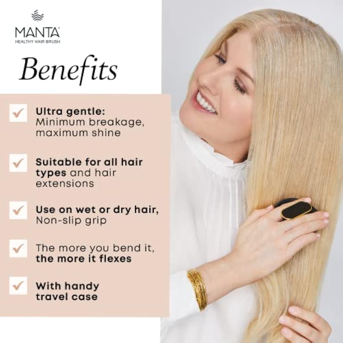 Manta Original Anti-Breakage Detangling Hairbrush - Burgundy