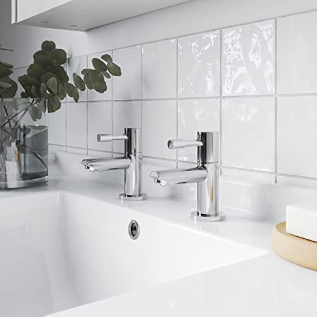 Nuie Series Two Round Mono Basin Mixer Tap with Waste - Chrome Brass