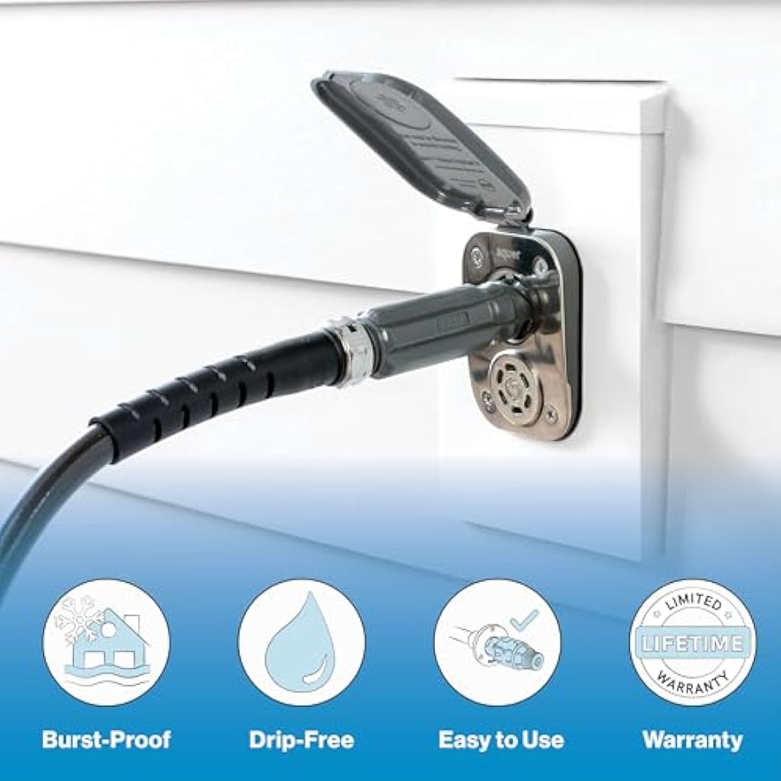 Aquor House Hydrant V2+ Frost-Free Outdoor Faucet, 8 Inch, Slate Gray