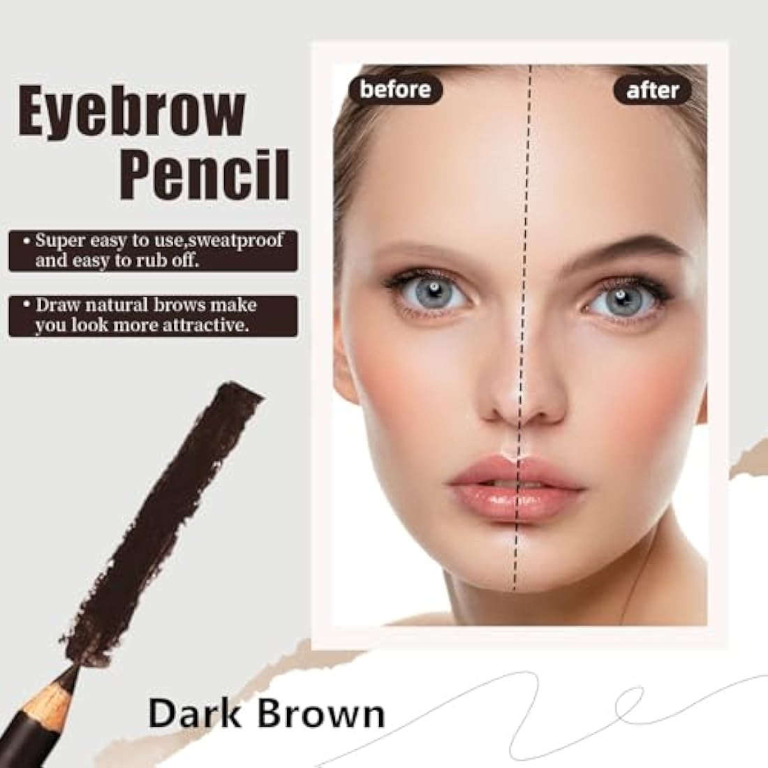 Go Ho 12-Piece Dark Brown Eyebrow and Eyeliner Pencil Set | Waterproof
