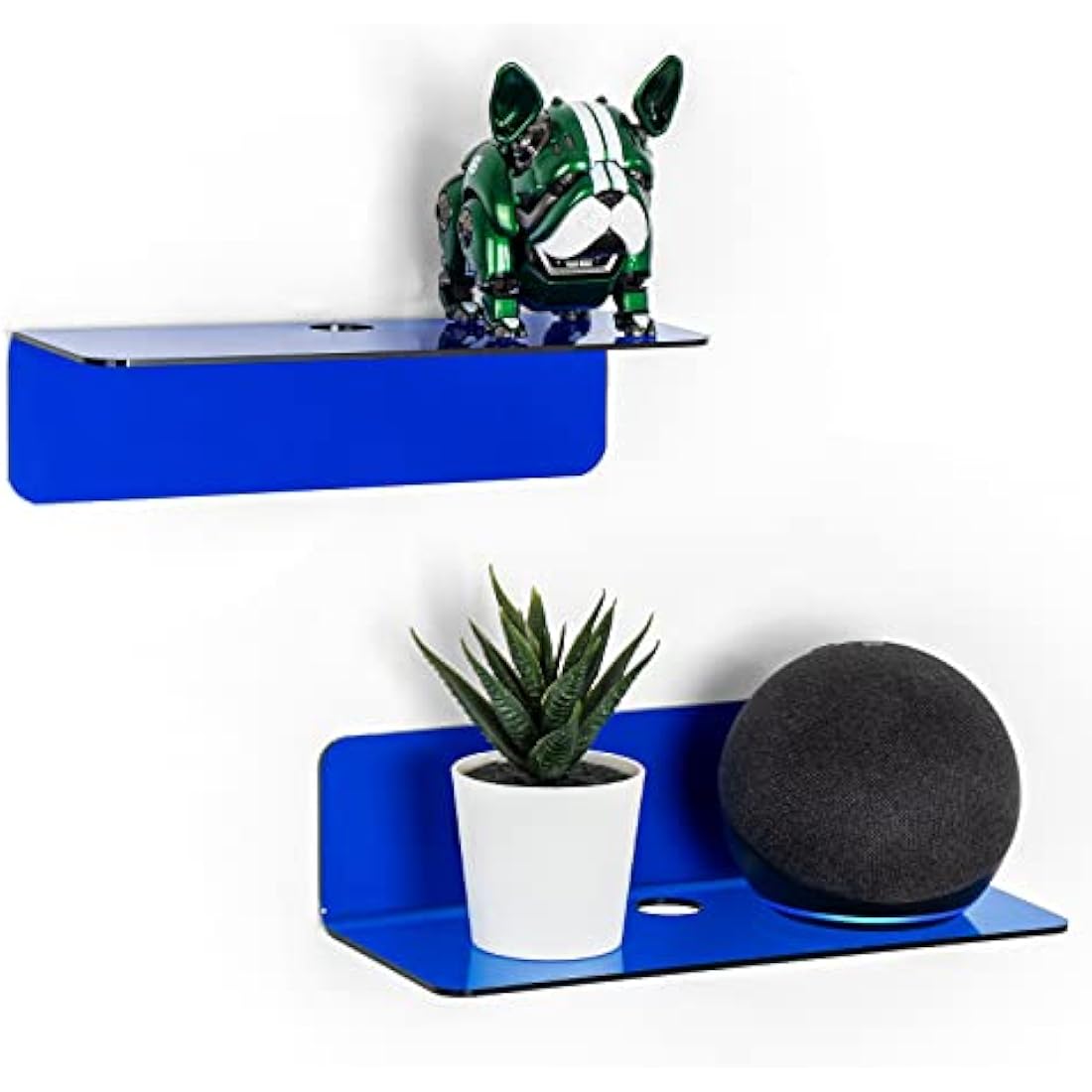 OAPRIRE Acrylic Floating Wall Shelves – No-Drill Small Shelf Set, Blue