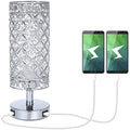 Tomshine Crystal Bedside Table Lamp with Dual USB Ports – Silver