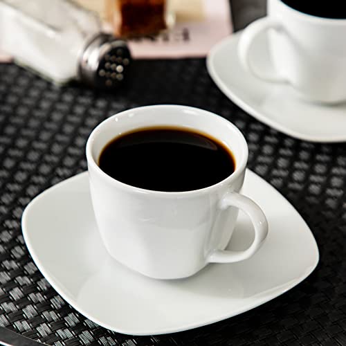 MALACASA Elisa 12-Piece Porcelain Coffee Set | Ivory White Cups & Saucers