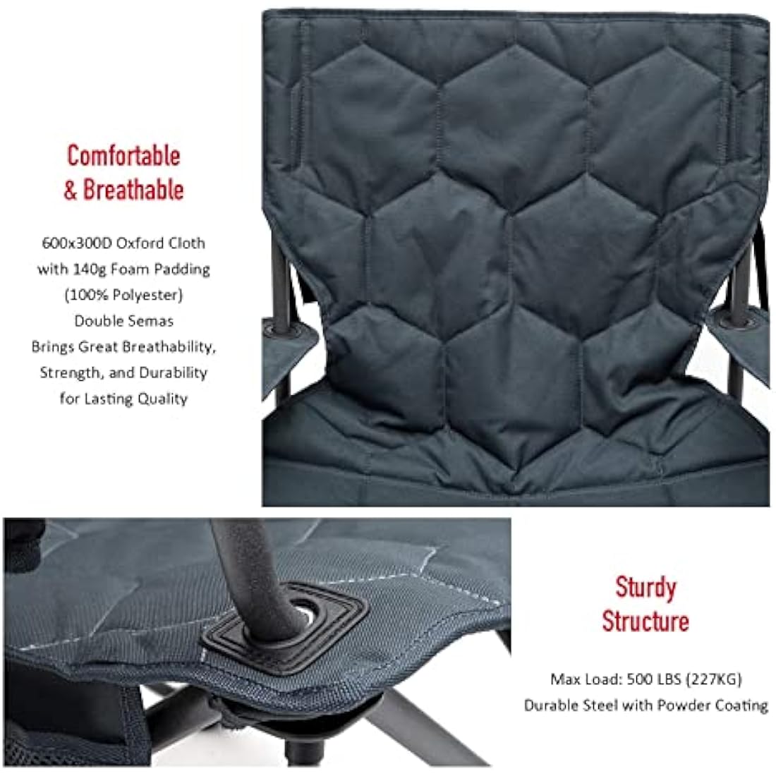 SUNNYFEEL Oversized Heavy-Duty Camping Chair - 500 lbs Capacity