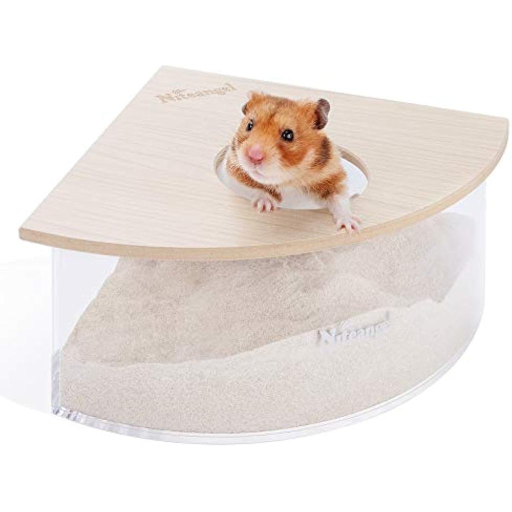 Niteangel Acrylic Hamster Sand Bath Box – Fan-Shaped Digging Container