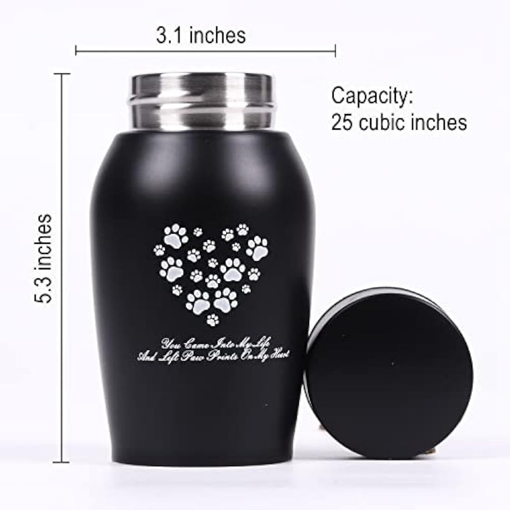 Pet Memorial Urn – Stainless Steel Paw Print Keepsake