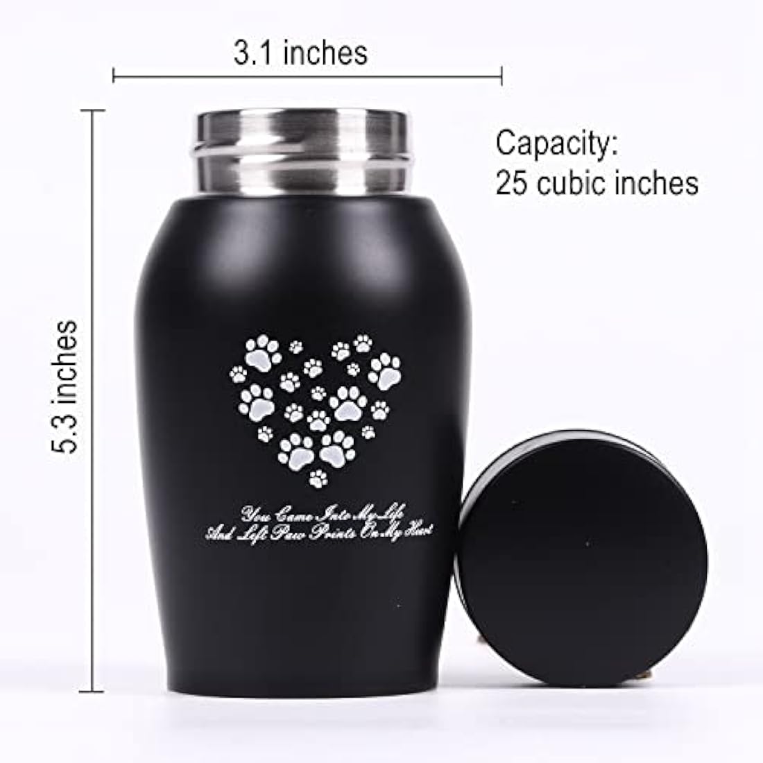 Pet Memorial Urn – Stainless Steel Paw Print Keepsake
