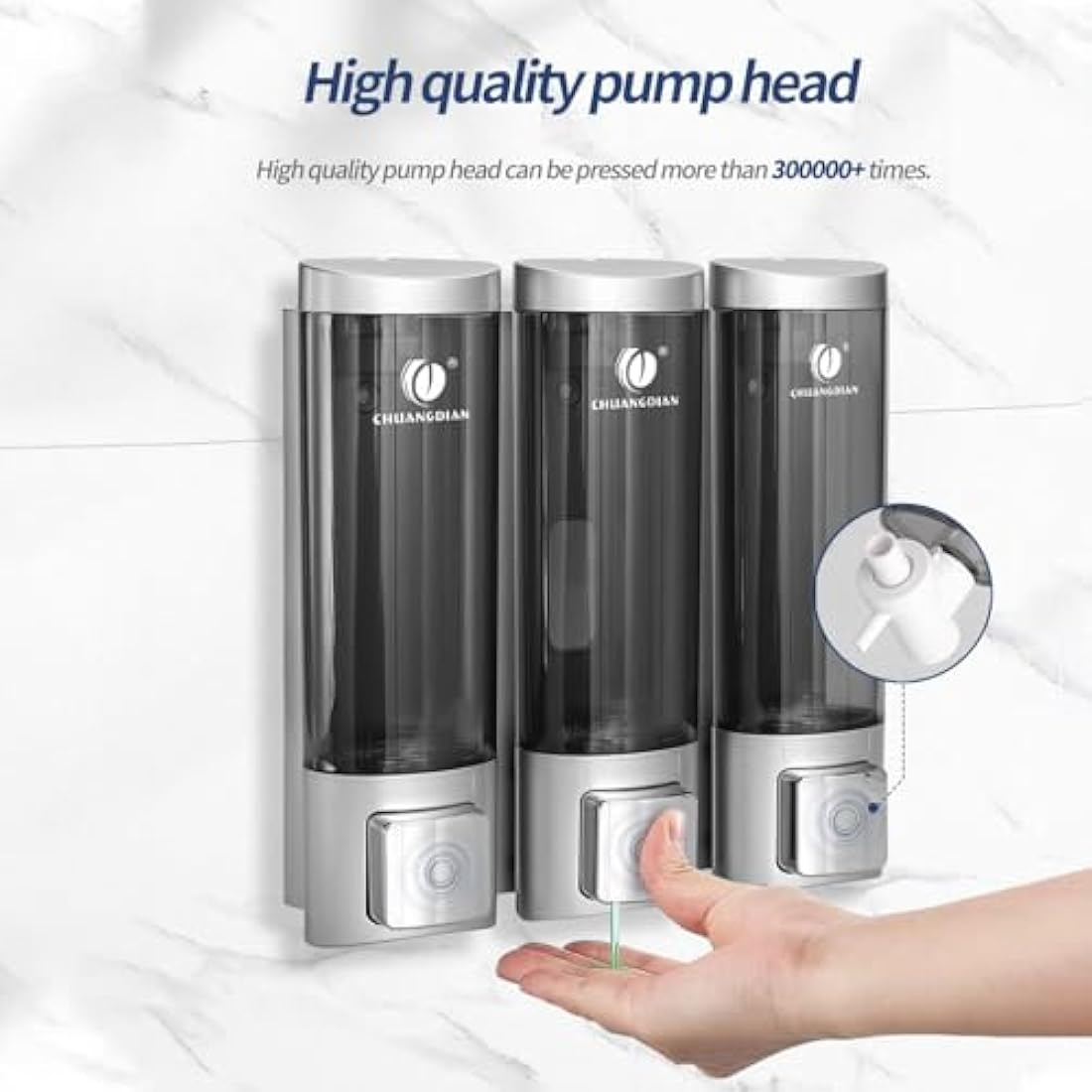 Triple Wall Mounted Soap Dispenser | 3x200ml Refillable PC+ABS
