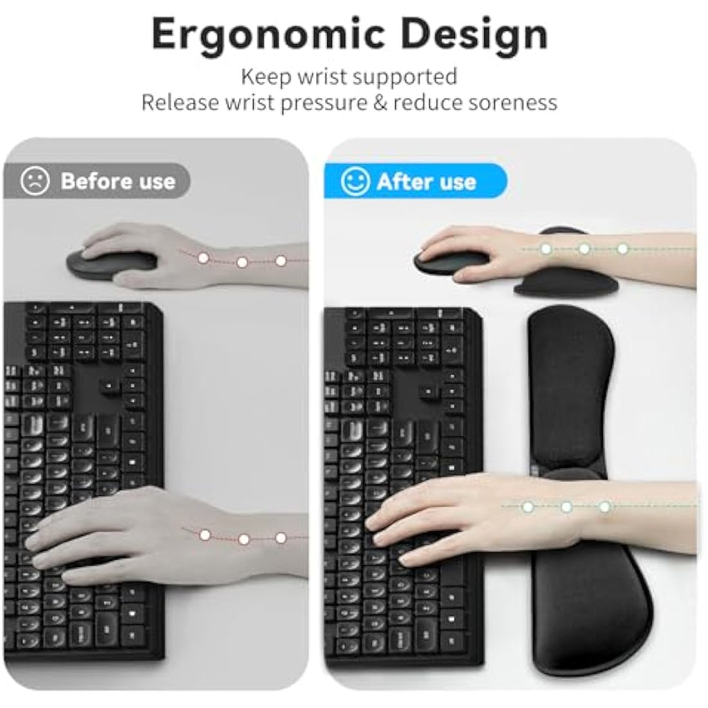 Jolof Store Keyboard and Mouse Wrist Rest Set – Ergonomic Memory Foam