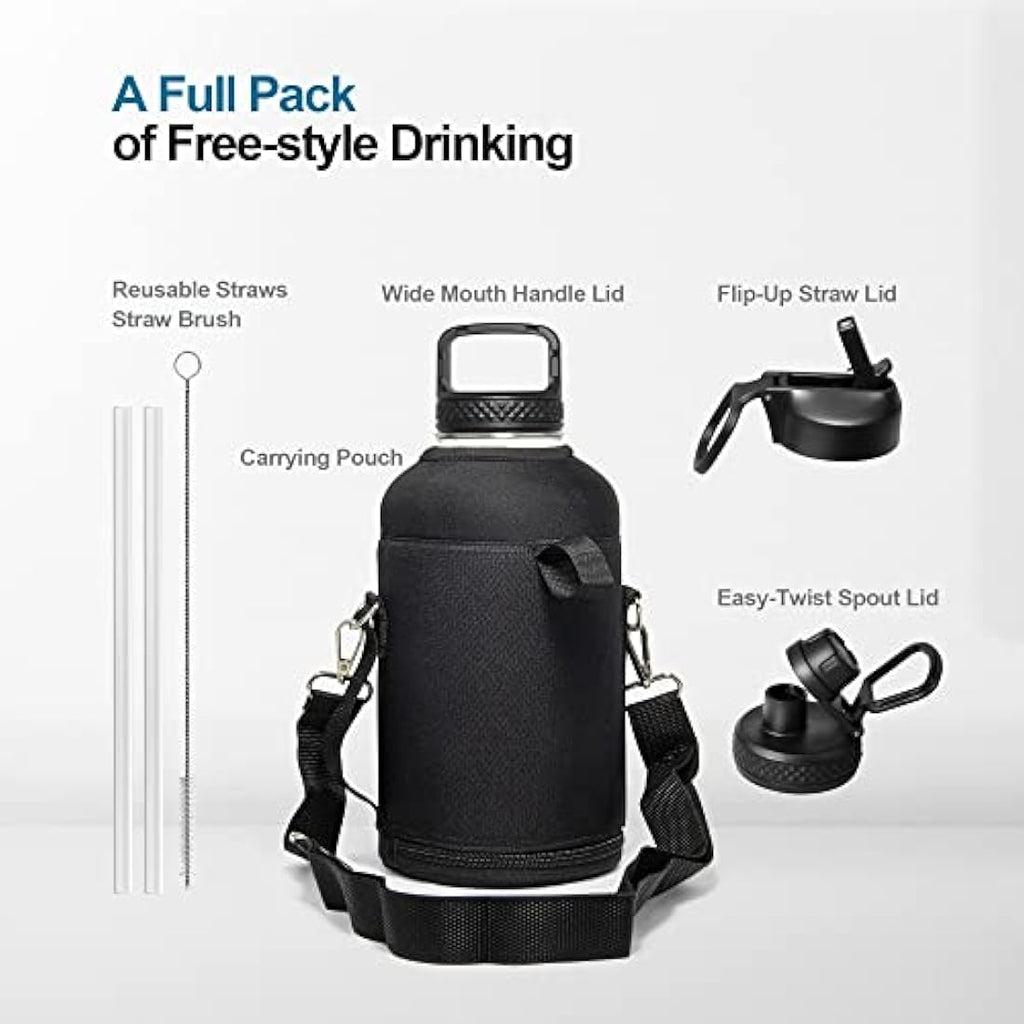 Coolflask 2L Insulated Water Bottle | Half Gallon Stainless Steel Jug