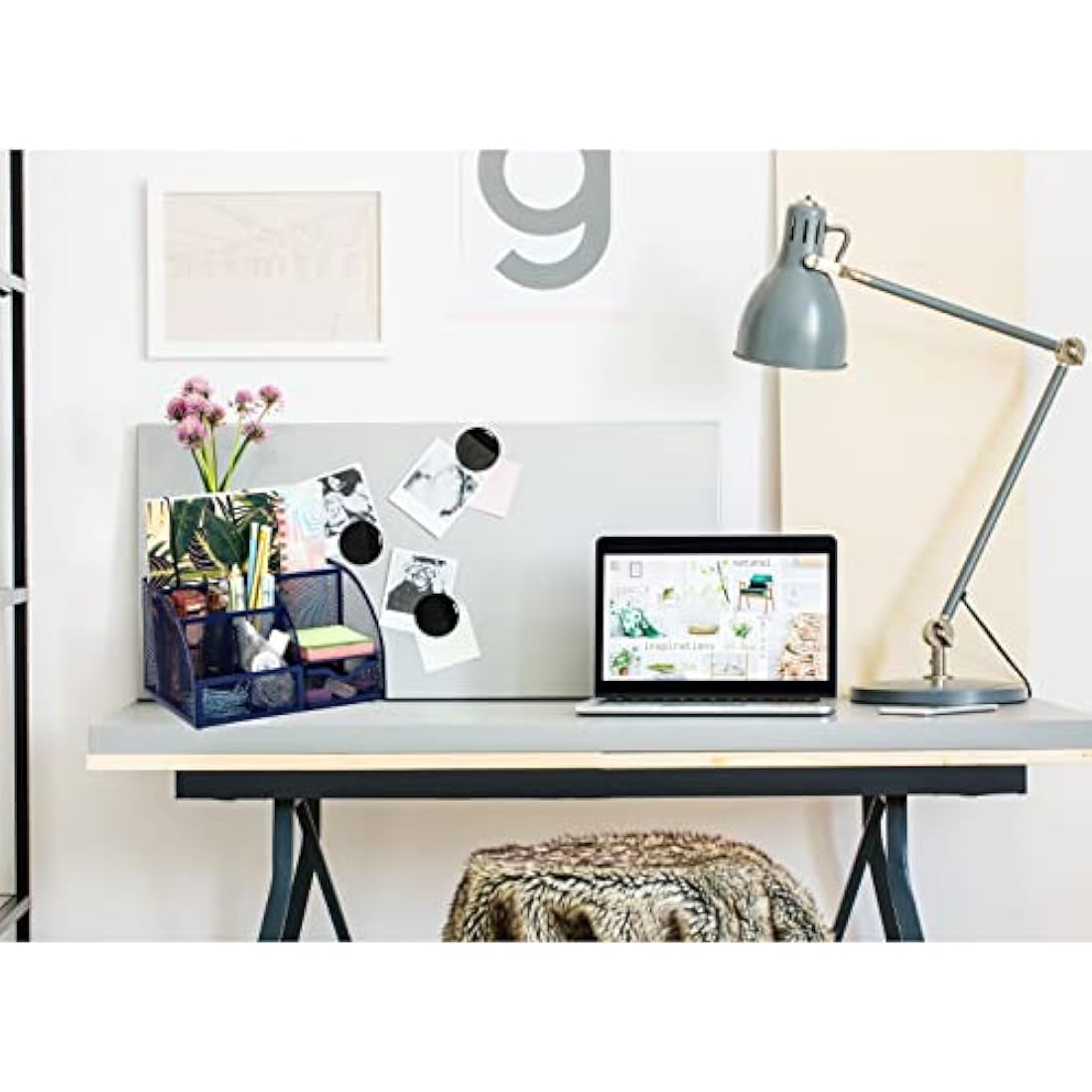 Exerz Mesh Desk Organiser – 7 Compartment Metal Office Tidy Caddy