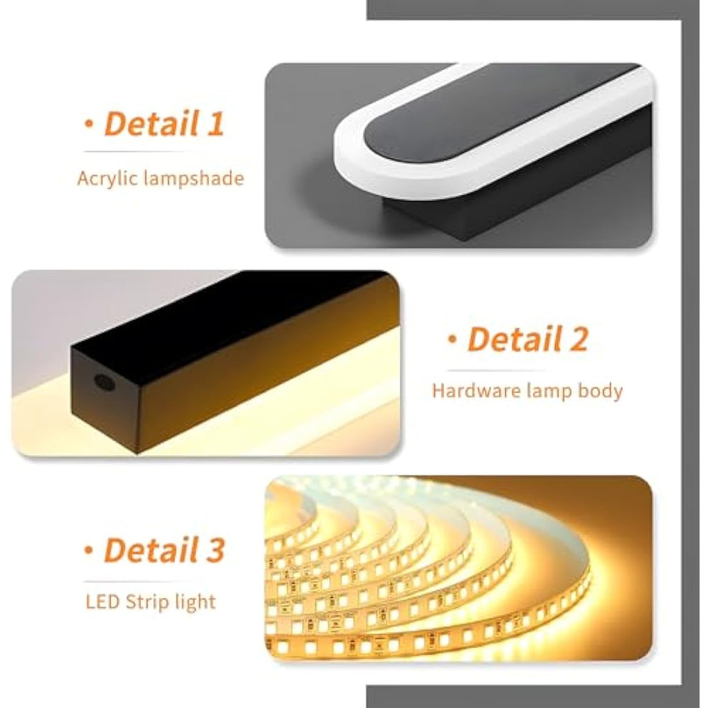 ZTWLEED 120CM LED Wall Light | 44W Tricolor Modern Interior Sconce - Black