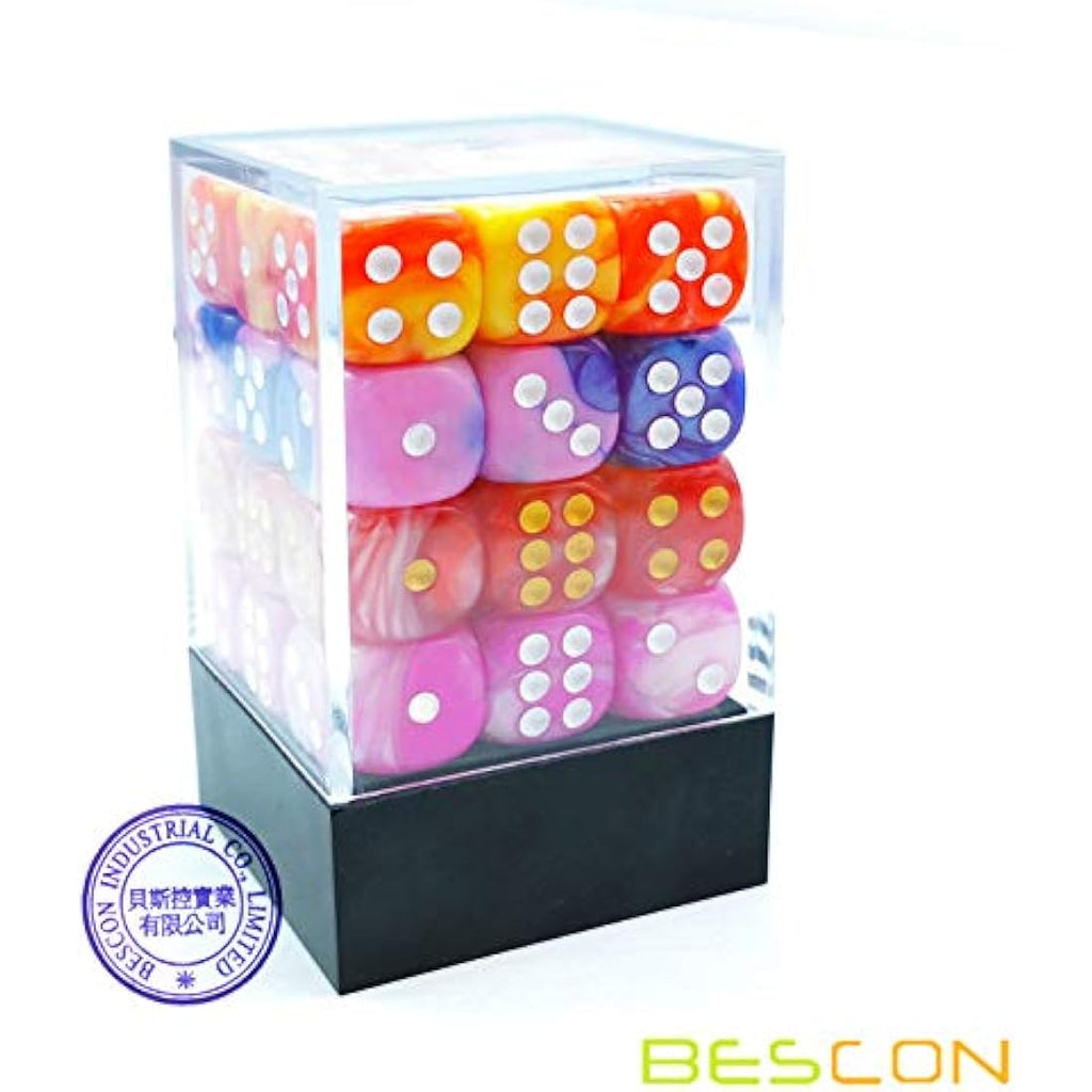 Bescon 12mm 6 Sided Dice Set - 36 Count Gemini Flower Colors D6