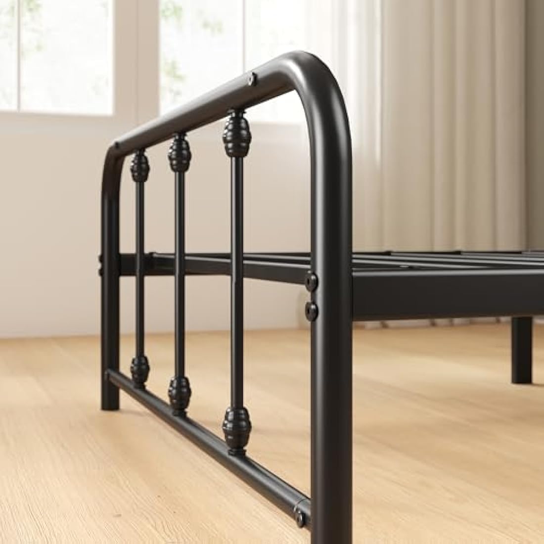 Zinus Florence Single Bed Frame – Black Vintage Metal with Storage