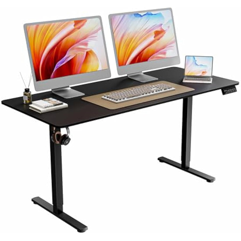 ERGOMAKER Electric Standing Desk – 160x70cm Height Adjustable Desk, Black