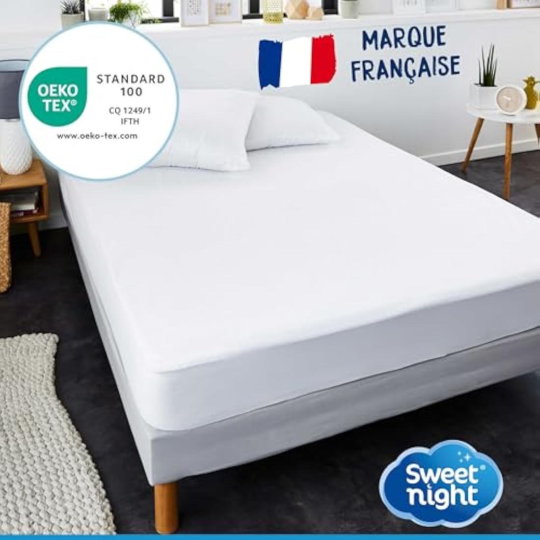 Sweet Night Waterproof Mattress Protector - Cotton Fitted Sheet - 180x200cm
