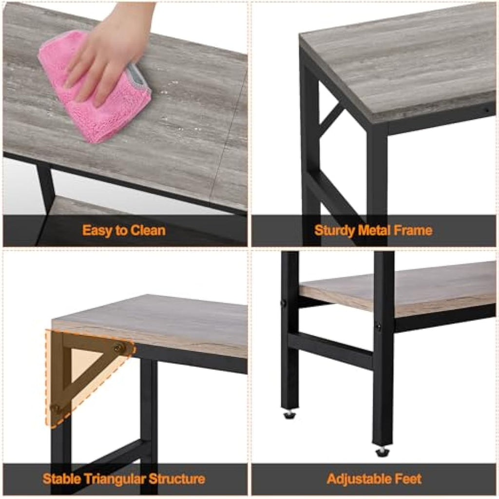 Livofloral Narrow Console Table | Industrial Wood & Metal Entryway Table