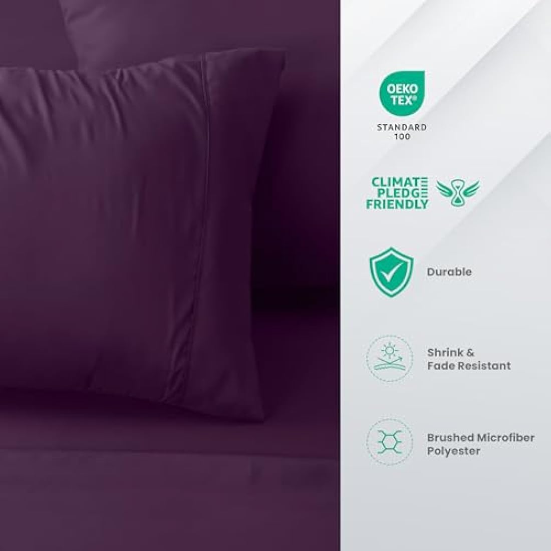 Jolof Store Double Bed Sheet Set – Purple Microfiber 4-Piece Set