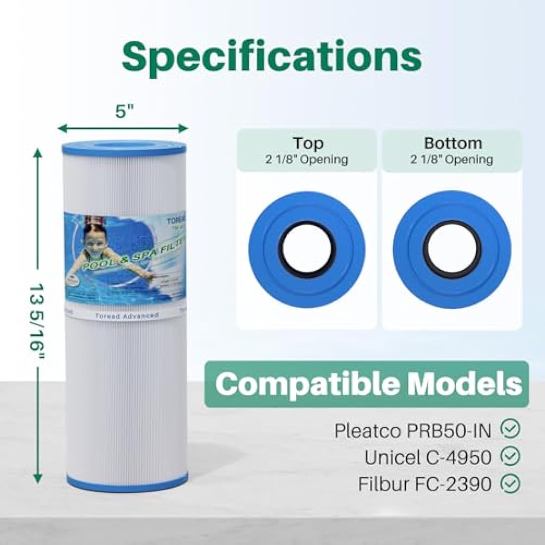 TOREAD Spa Filter Replacement for Unicel C-4950 & Pleatco PRB50-IN | 2-Pack