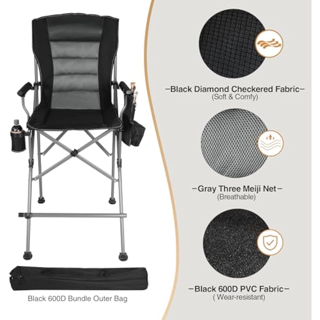 REDCAMP Tall Folding Director Chair with Footrest | Heavy Duty 300 lbs