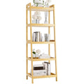 5-Tier Bamboo Ladder Bookshelf – Tall Narrow Display Rack