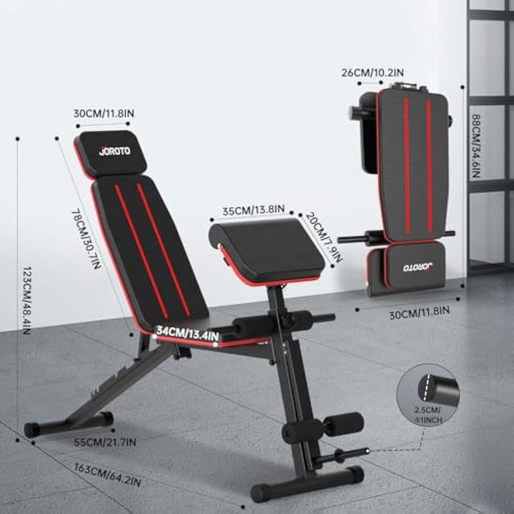 JOROTO Adjustable Weight Bench – Foldable 350KG Capacity Home Gym Bench