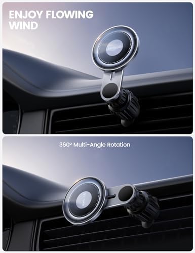 Lamicall MagSafe Car Mount – HD Glass Magnetic Air Vent Phone Holder