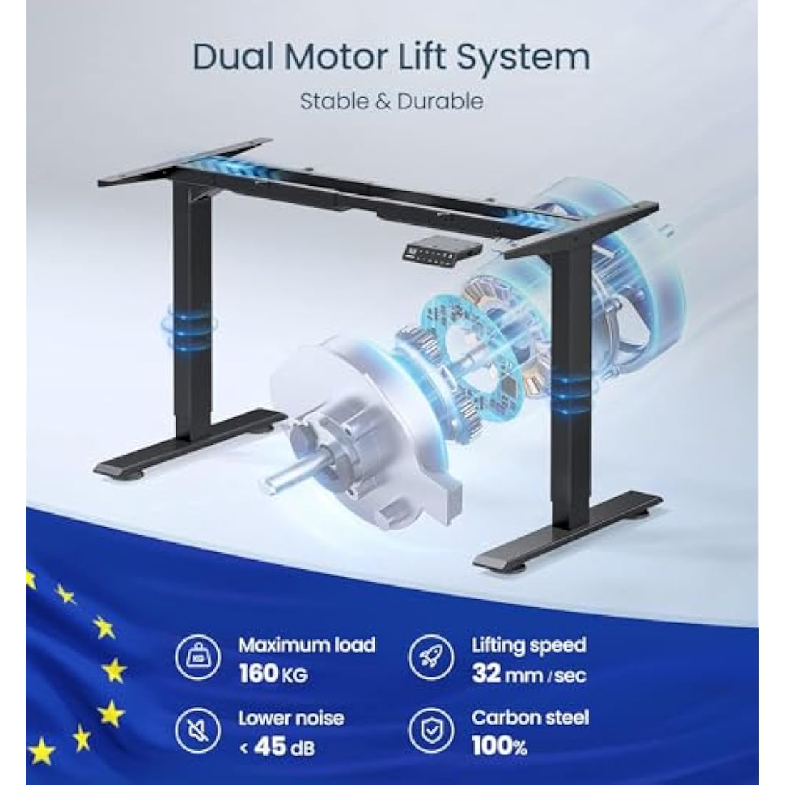 MAIDeSITe Dual Motor Standing Desk Frame – T2 Pro Ergonomic Black