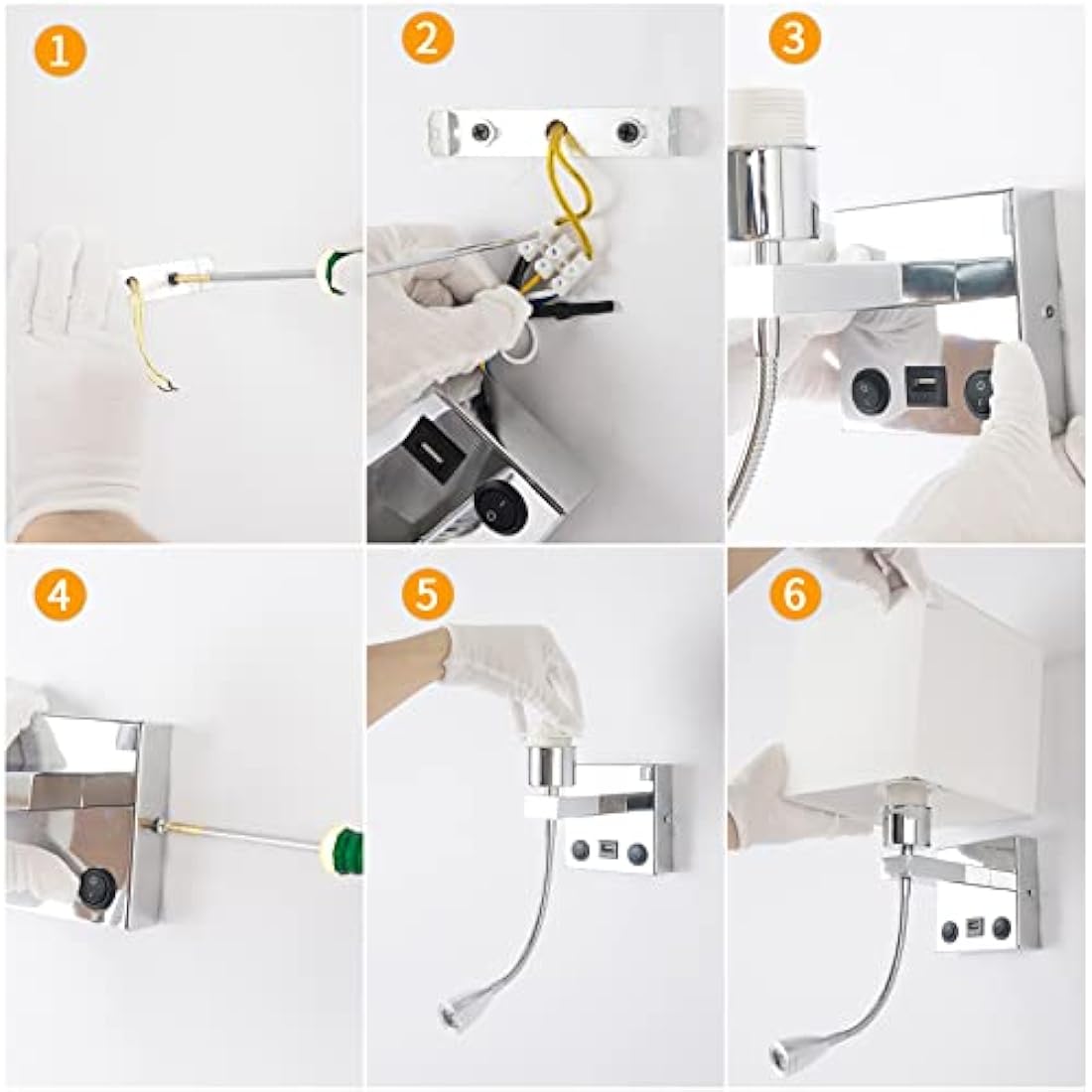 DEECOZY LED Bedside Reading Wall Lamp with USB Port and Gooseneck