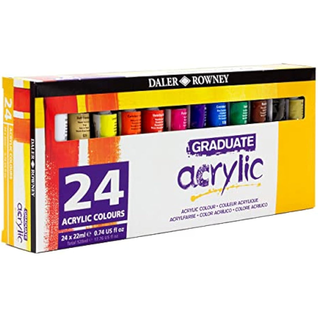 Daler-Rowney Graduate Acrylic Paint Set - 24 Assorted Colors (22ml)