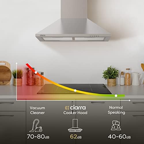 CIARRA 60cm Cooker Hood | A++ Stainless Steel Chimney Extractor Fan