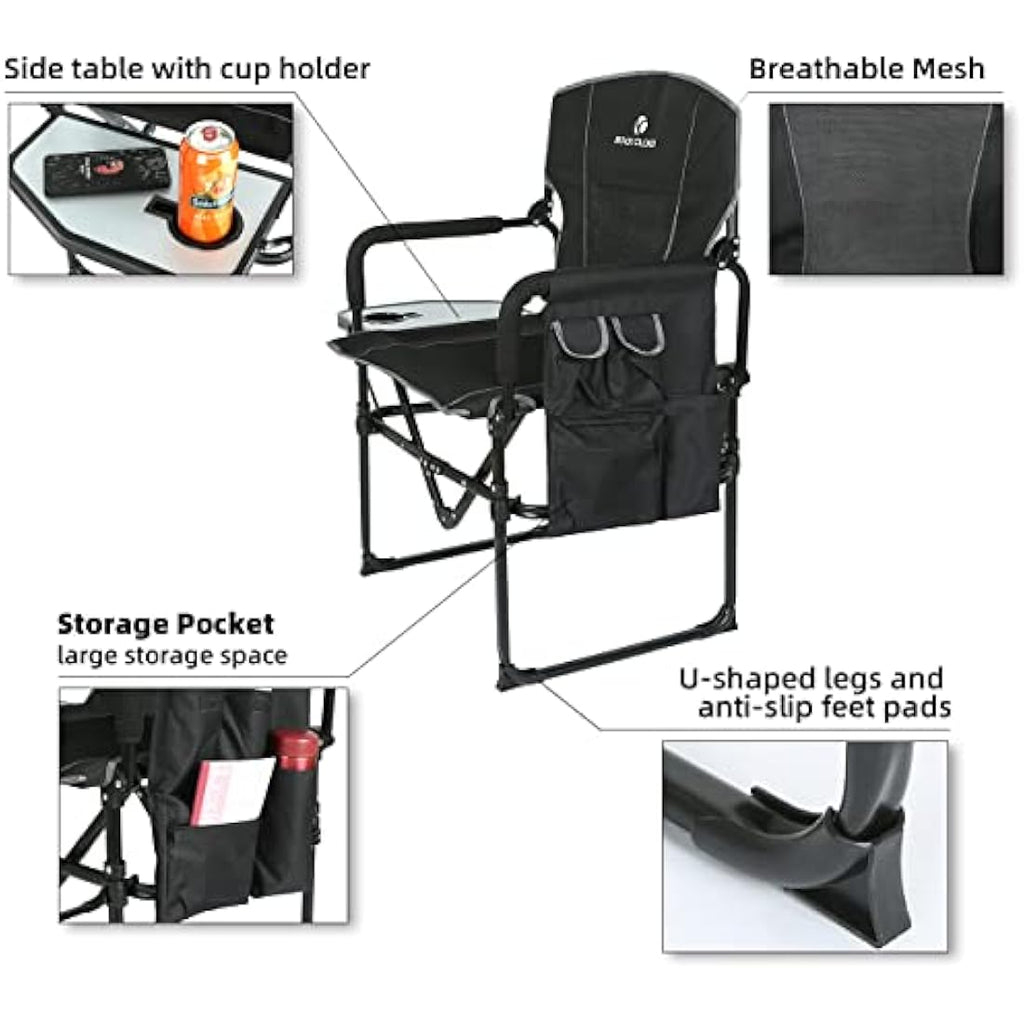 Rock Cloud Folding Camping Chair with Side Table and Storage Pocket