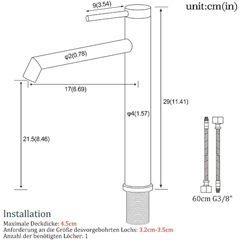 SHANFO Matte Black Tall Basin Tap – Stainless Steel Bathroom Faucet