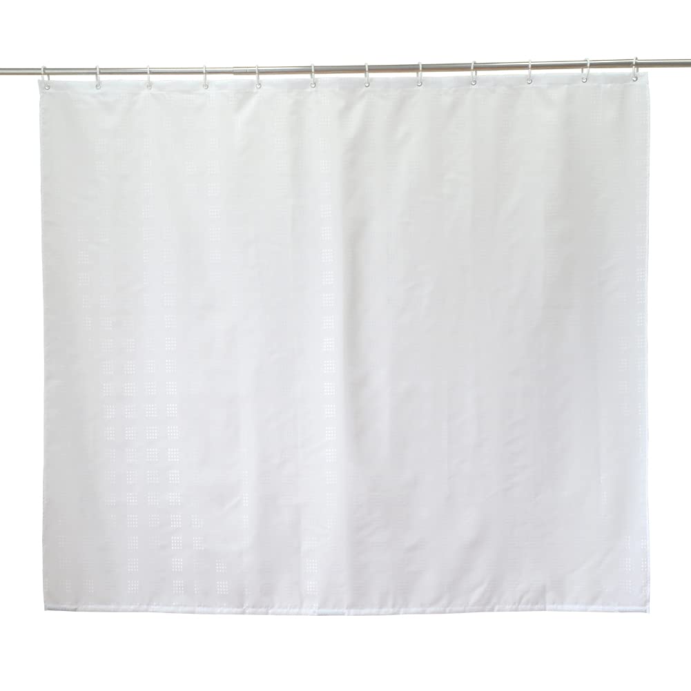 White Textured Fabric Short Shower Curtain - 71" W x 59" L