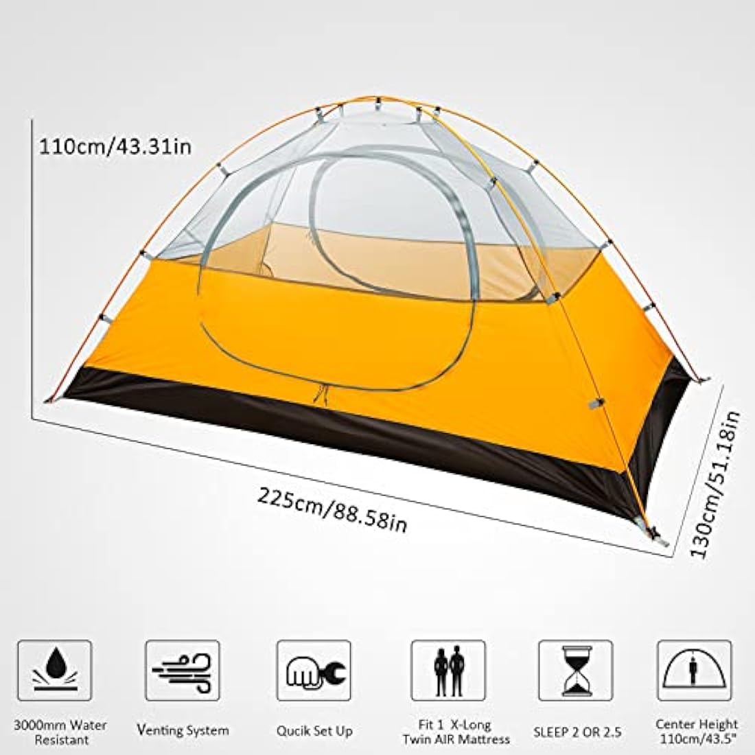 Bessport 2-Person Ultralight Backpacking Tent – Waterproof Dome Tent