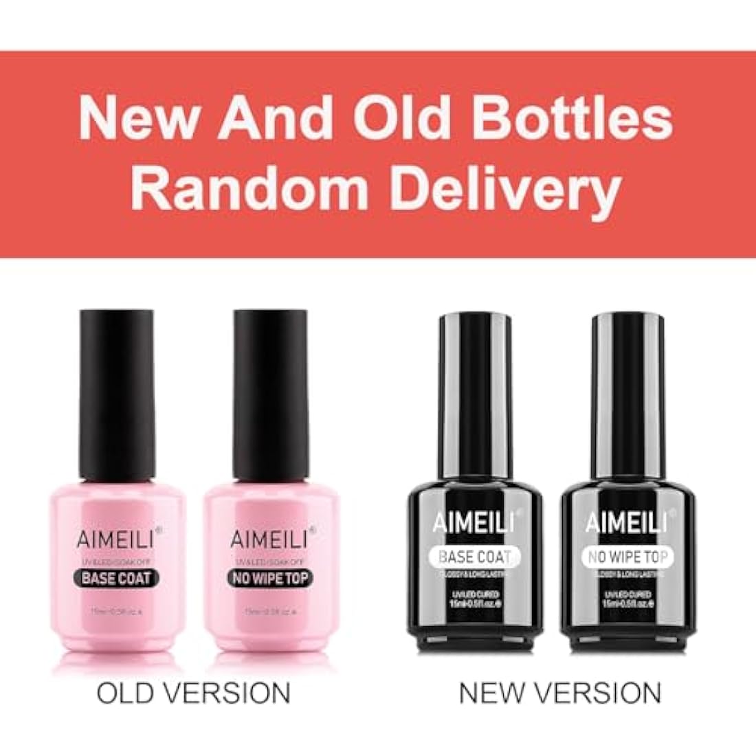 AIMEILI Base and Top Coat Gel Nail Polish Set - UV LED Soak Off (2x15ml)