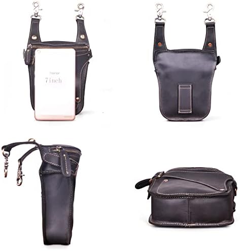 Le'aokuu Mens Genuine Leather Motorcycle Drop Leg Bag | Waist Pack