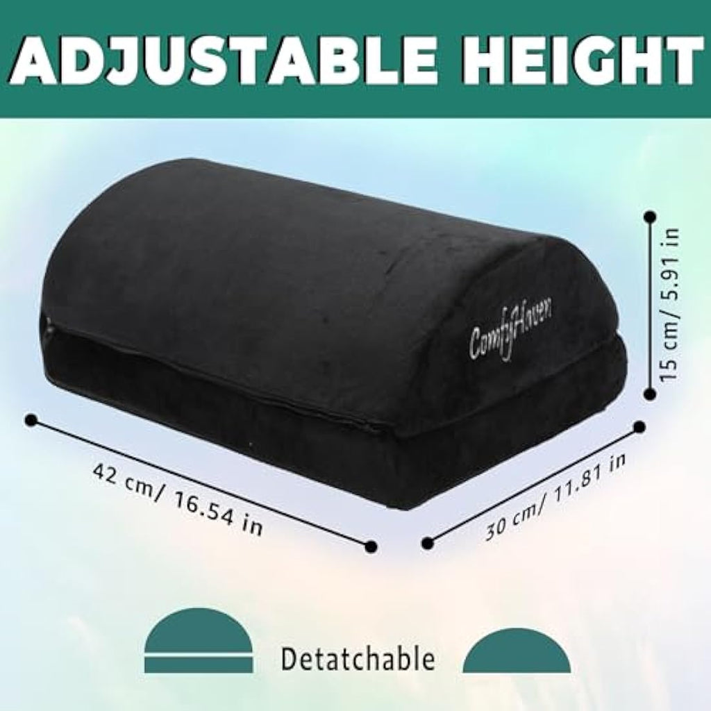 Jolof Store Ergonomic Under Desk Foot Rest – Memory Foam Velvet Stool
