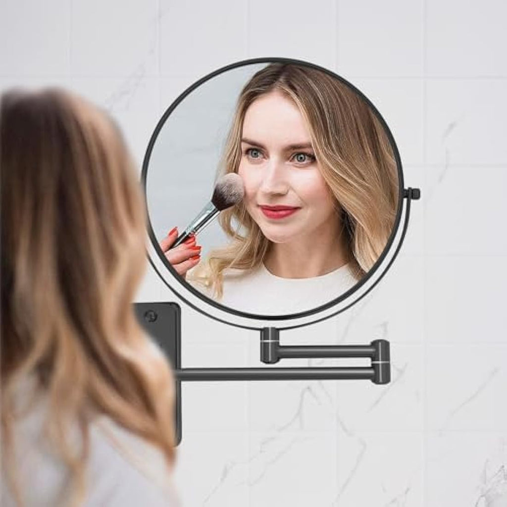 AumVum 8" Wall Mounted Makeup Mirror | 1X/10X Magnifying Matte Black