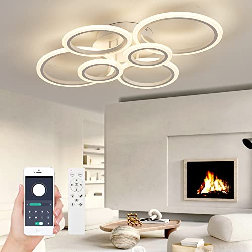 Jolof Store Modern LED Ceiling Light | 72W Dimmable 6-Ring Acrylic Lamp