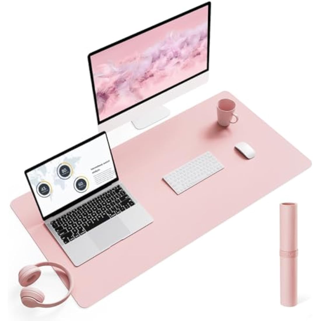 YSAGi Waterproof PVC Leather Desk Pad – Large Non-Slip Mouse Mat, Pink