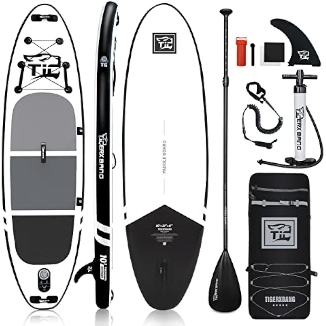 TIGERXBANG Inflatable Stand Up Paddle Board – 10' x 31" x 6" SUP Kit