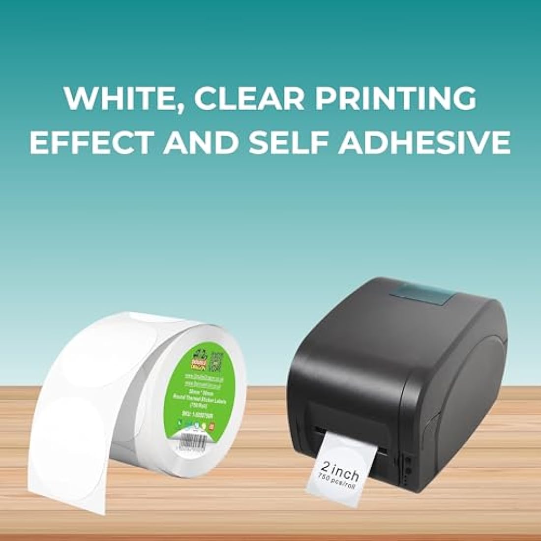 Double Dragon Round Thermal Labels | 50mm x 50mm | 750 BPA-Free Stickers