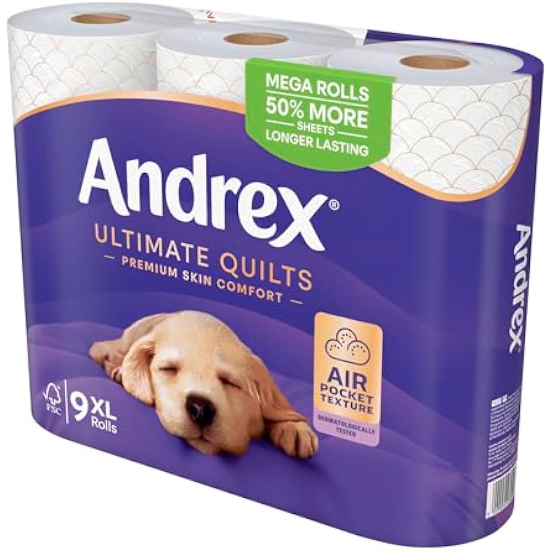 Andrex Ultimate Quilts Toilet Paper – 9 Mega Rolls Quilted Tissue