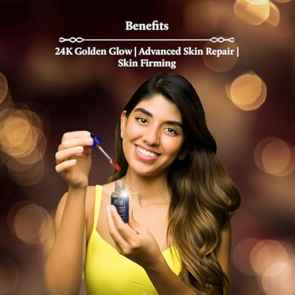 Blue Nectar 24k Gold Serum - Ayurvedic Kumkumadi Face Oil for Glowing Skin