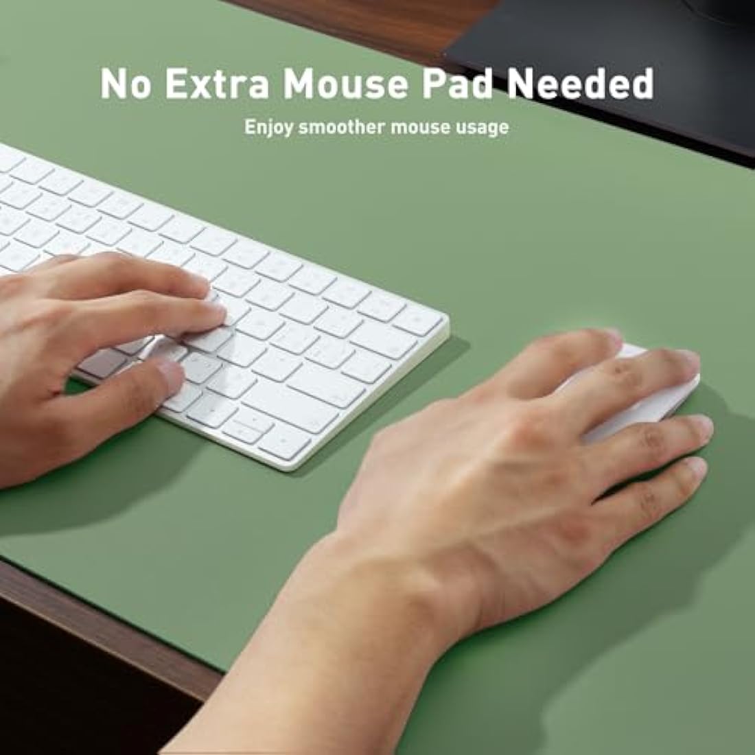 Aothia Leather Desk Pad – Non-Slip Waterproof Laptop Mat, Olive Green