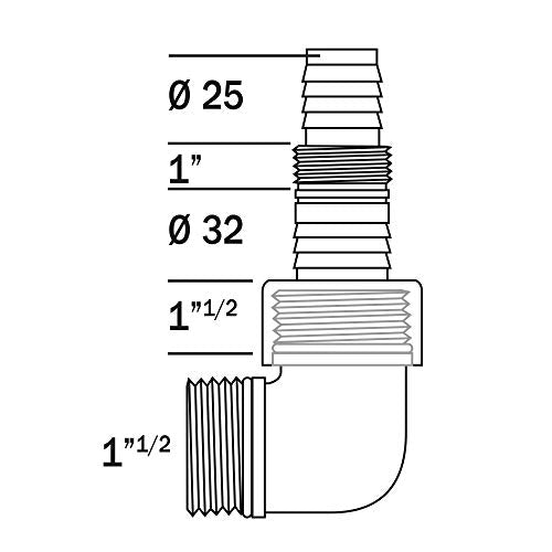 Ribimex Polypropylene Pump Outlet Fitting – 1" & 1.5" Threaded Connector