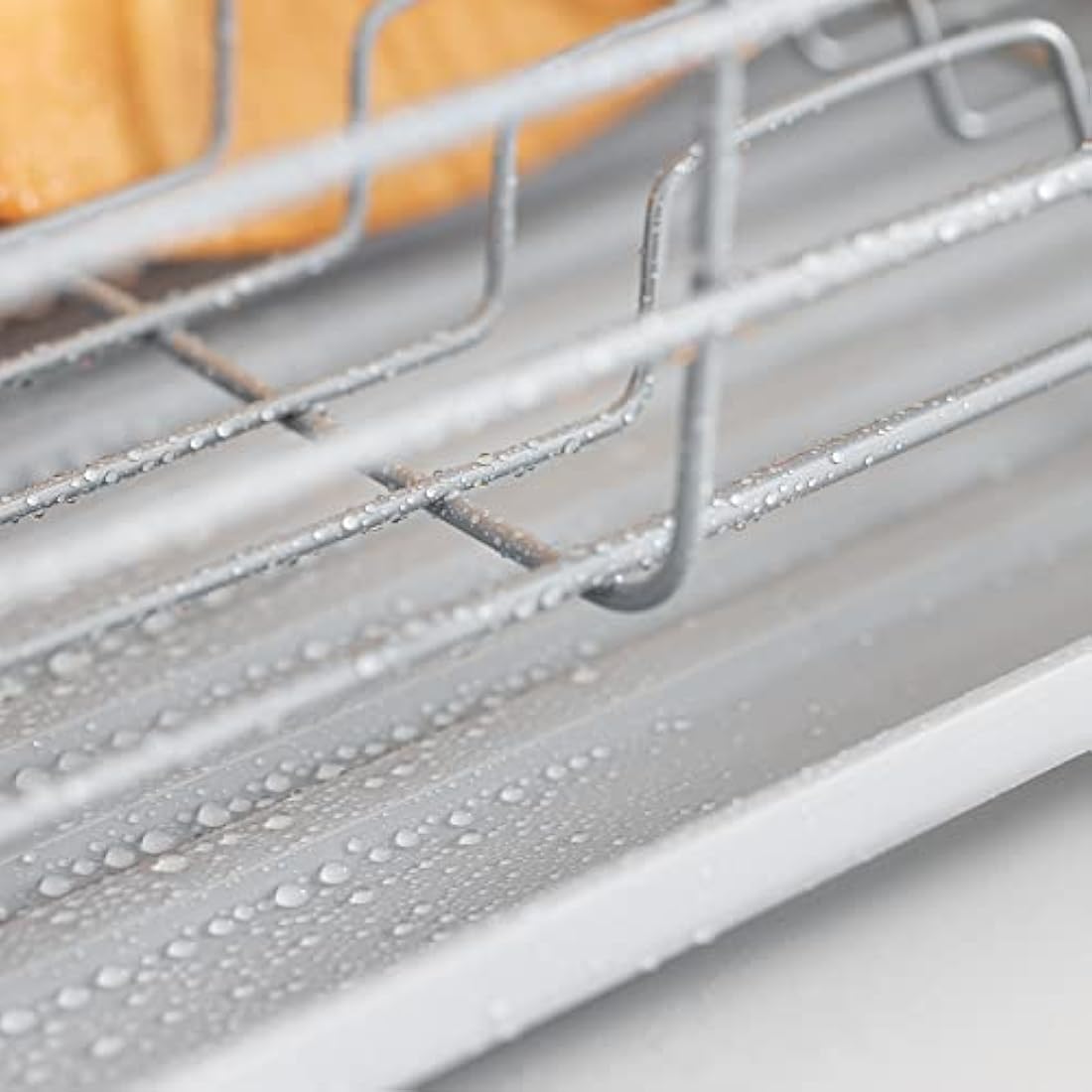 Navaris Dish Drainer Rack – Grey Iron with Beechwood Handles and Tray